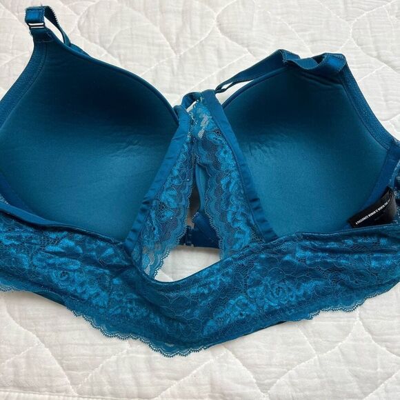 Torrid Women's Plus Size 44C Blue Push-Up Front-Close Bra Lace Back - Picture 8 of 10